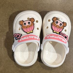 Kids White Cartoon Clogs